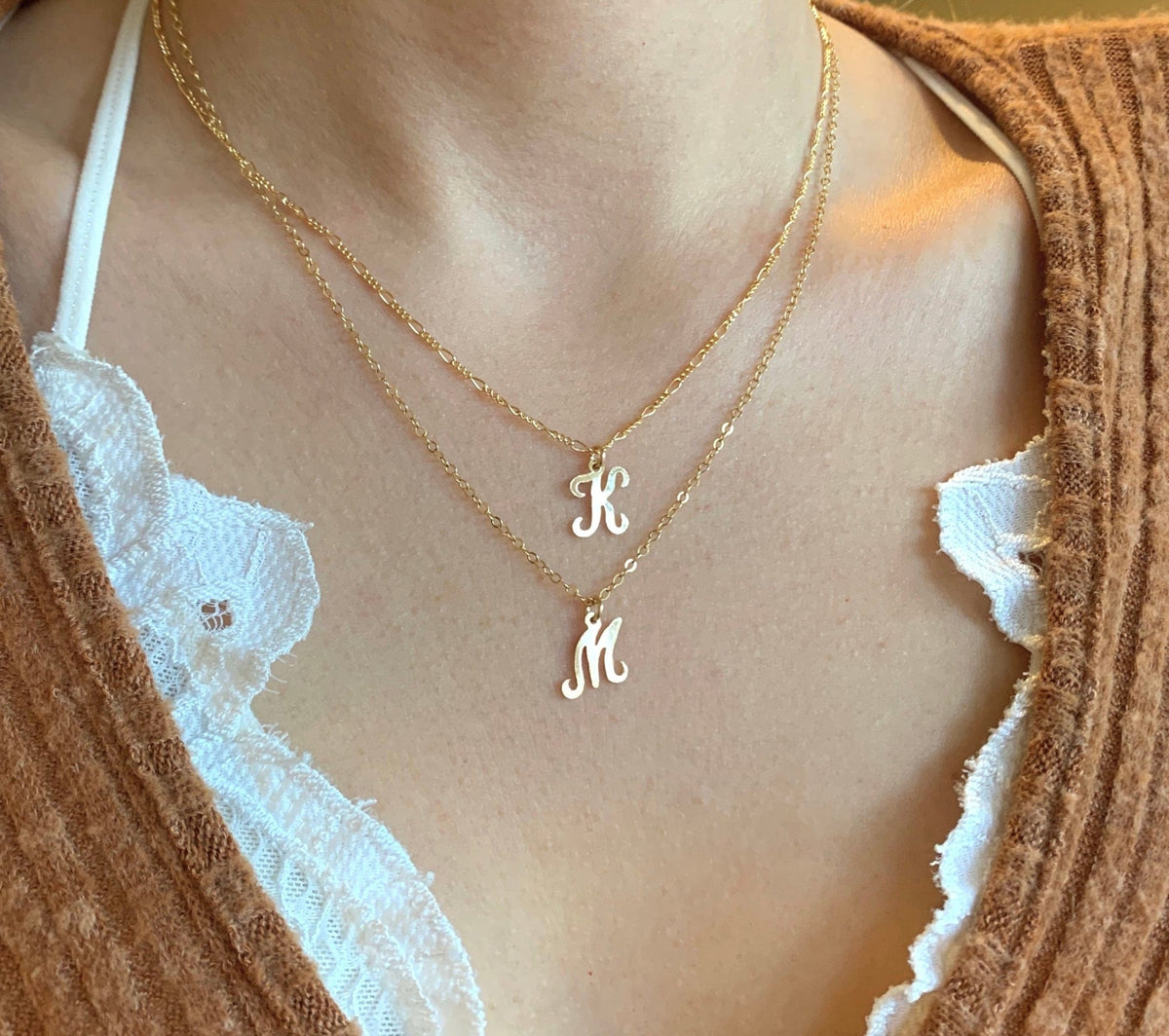 14k Gold Initial Necklace - xohanalei