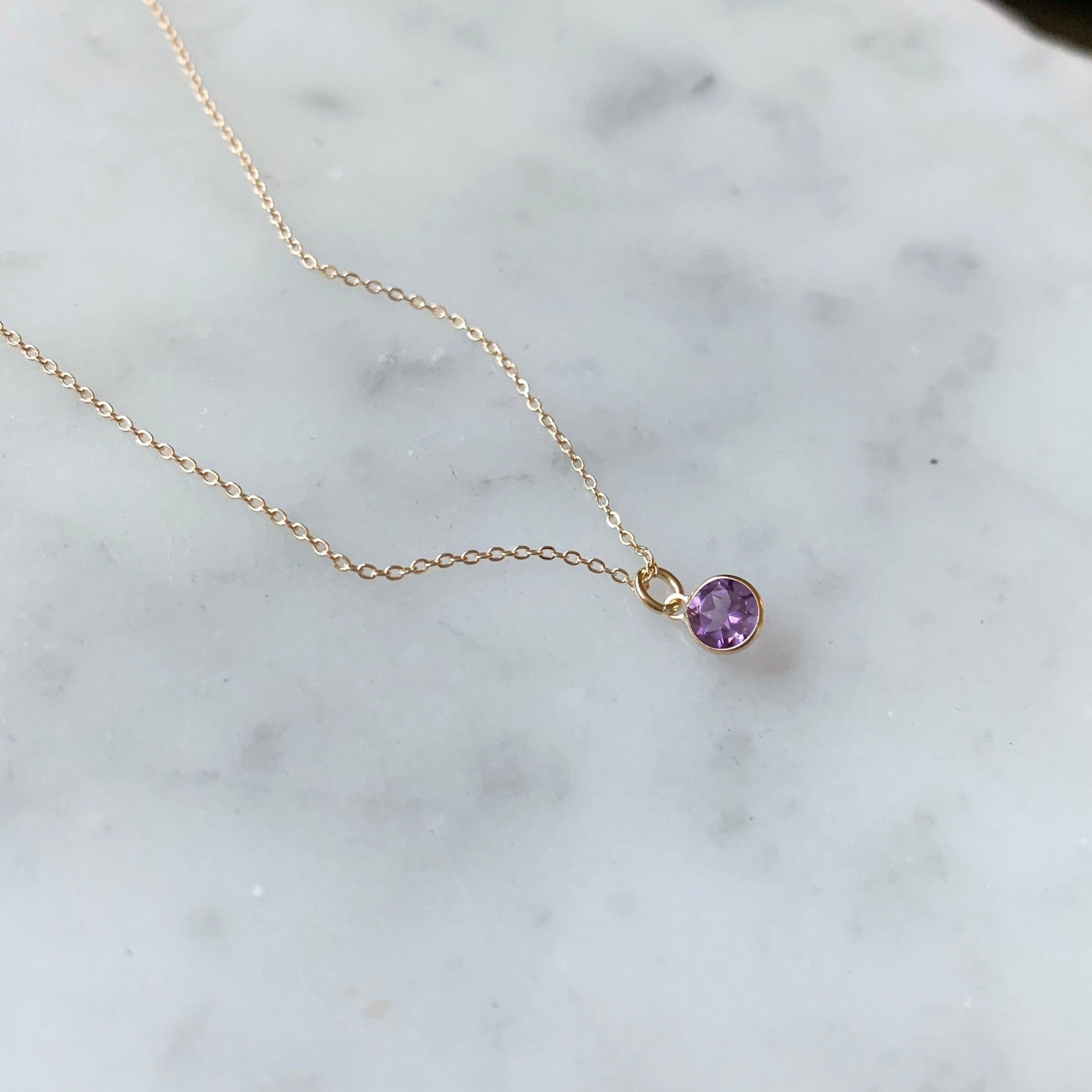 14k Gold Amethyst Necklace – xohanalei - Main Image