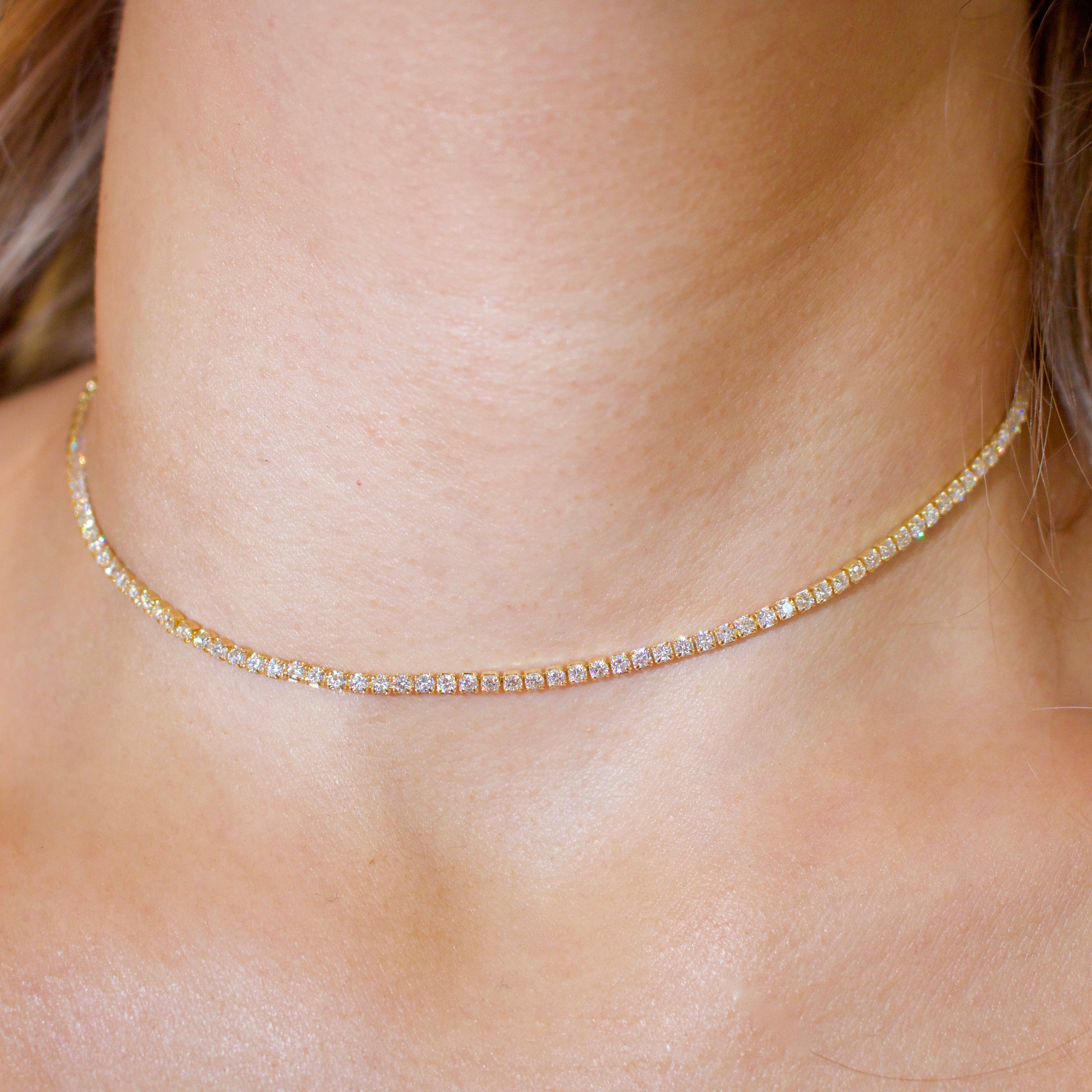 18 kt Gold Chain Link Diamond Tennis Necklace – FabOn5th.com