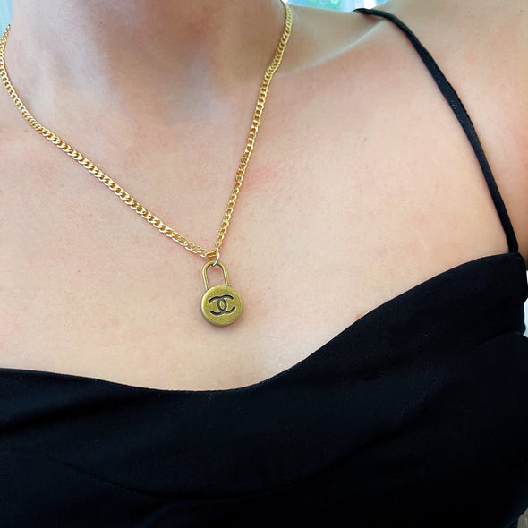 Repurposed/Vintage CC Lock Necklace