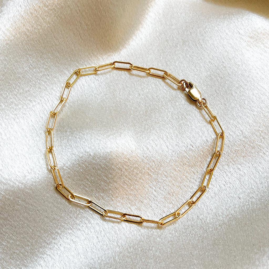 men’s 14k gold filled paperclip chain bracelet 3mm