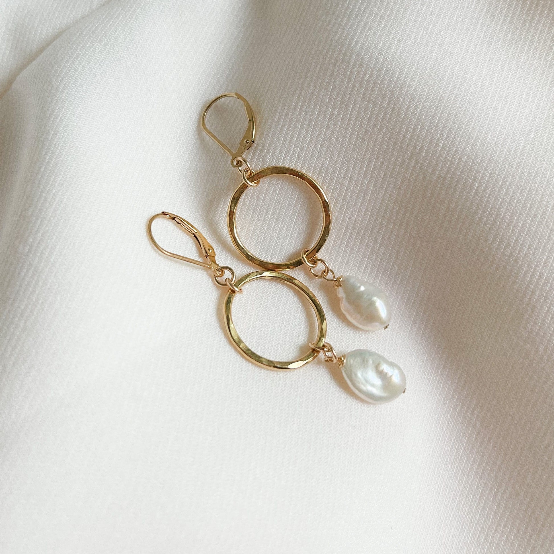 Hammered Pearl Earrings
