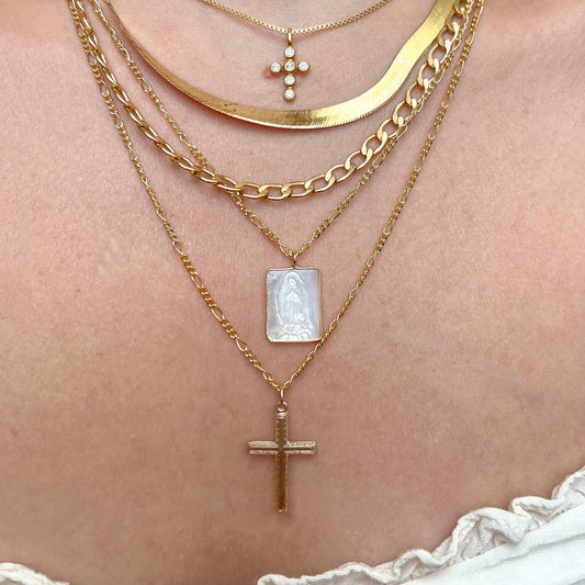 Mother Of Pearl Mary Necklace