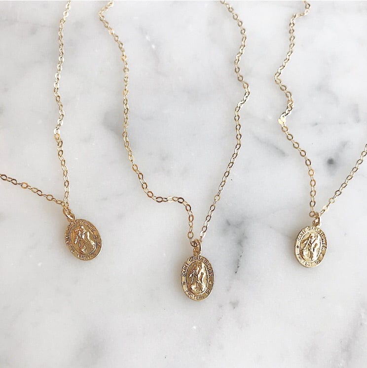14k Solid Gold St. Christopher Necklace - xohanalei