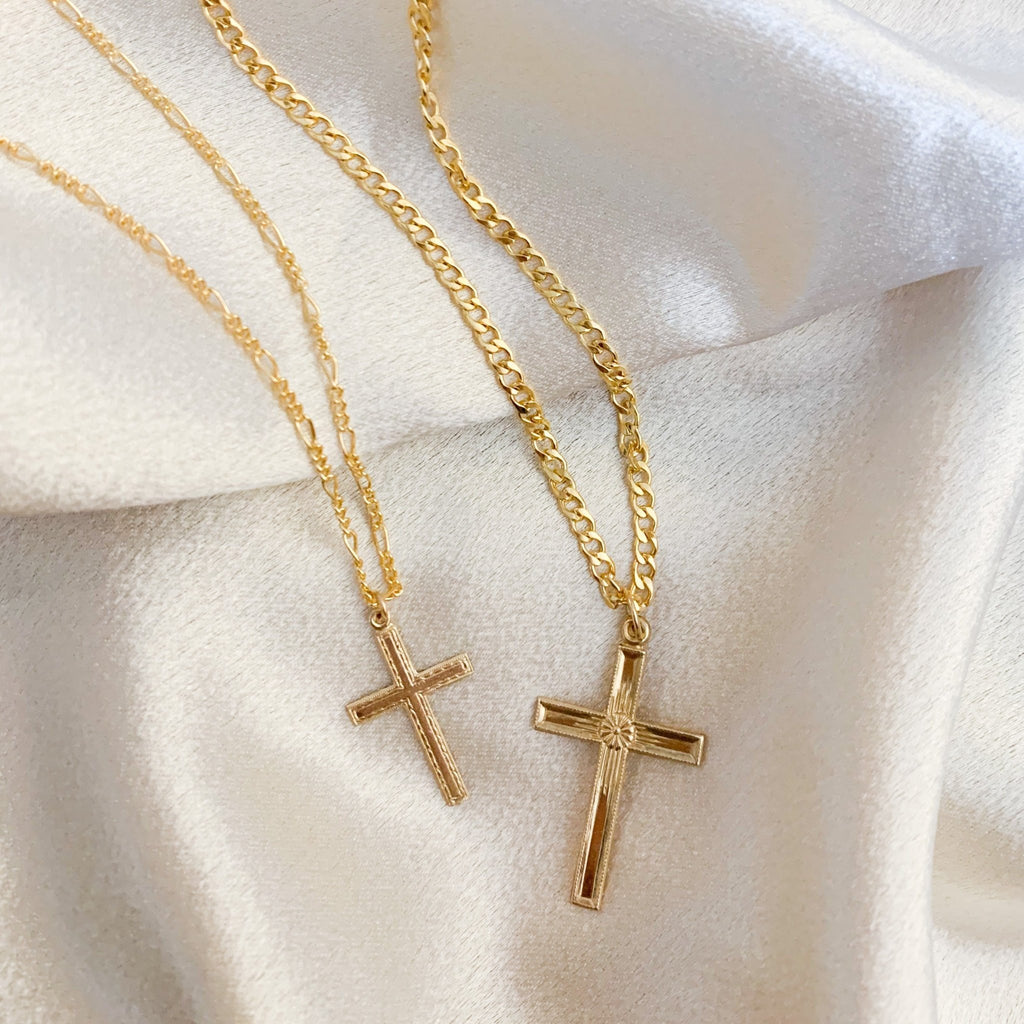 Men’s Curb Chain Cross Necklace - xohanalei