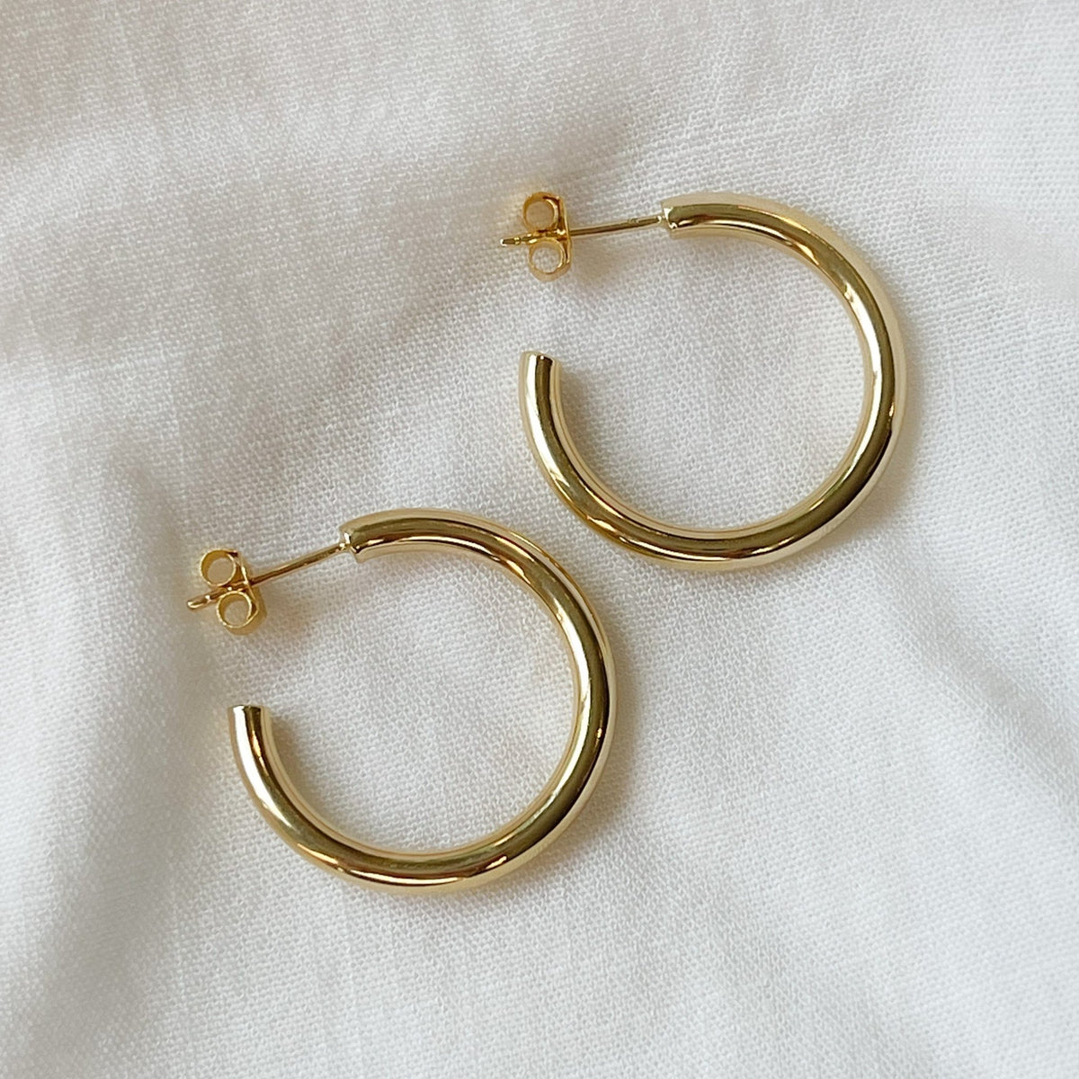14k Gold 25mm Tube Hoops - xohanalei