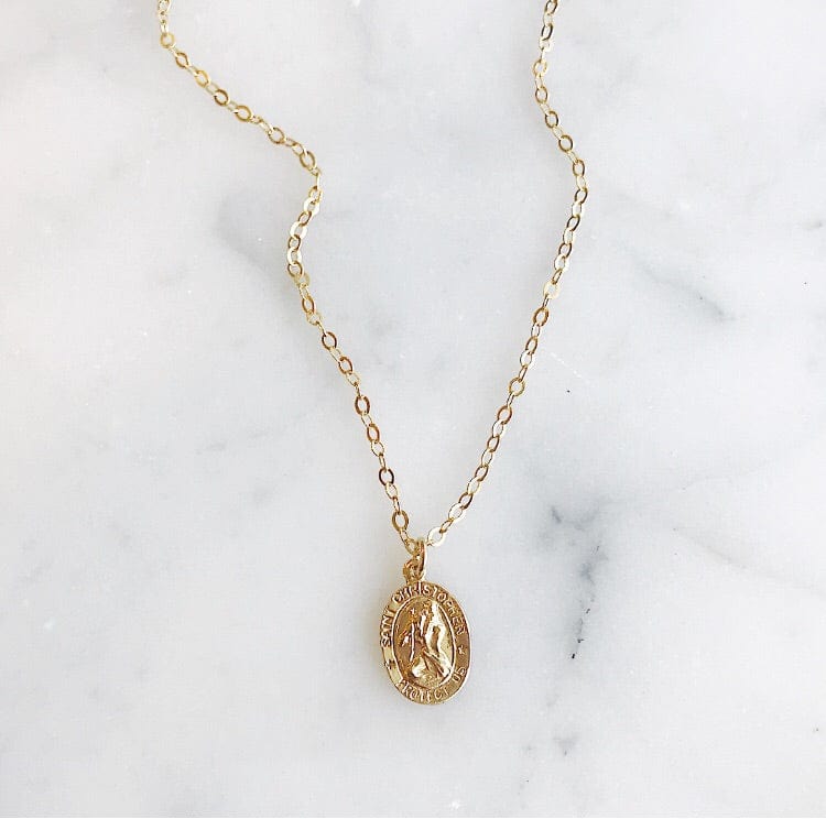 14k Solid Gold St. Christopher Necklace - xohanalei