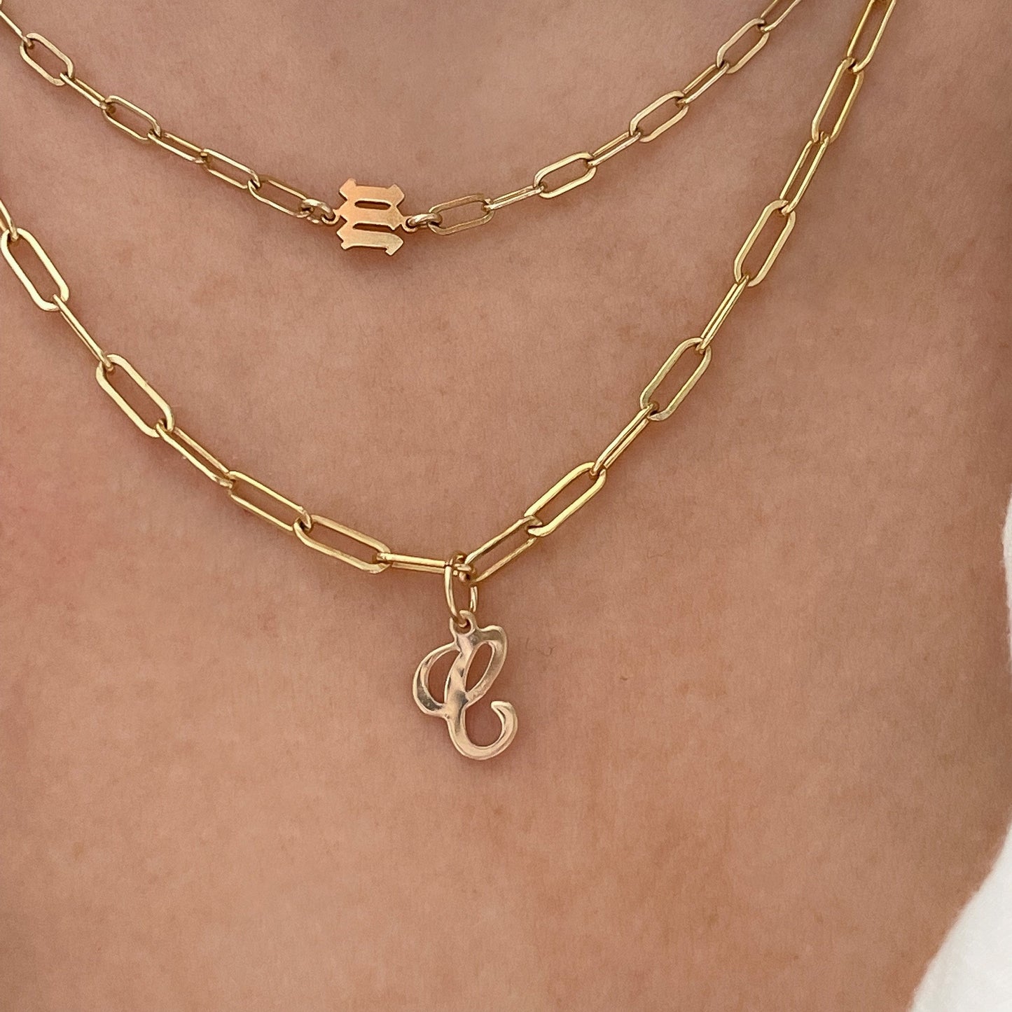 14k Solid Gold Cursive Initial Charm