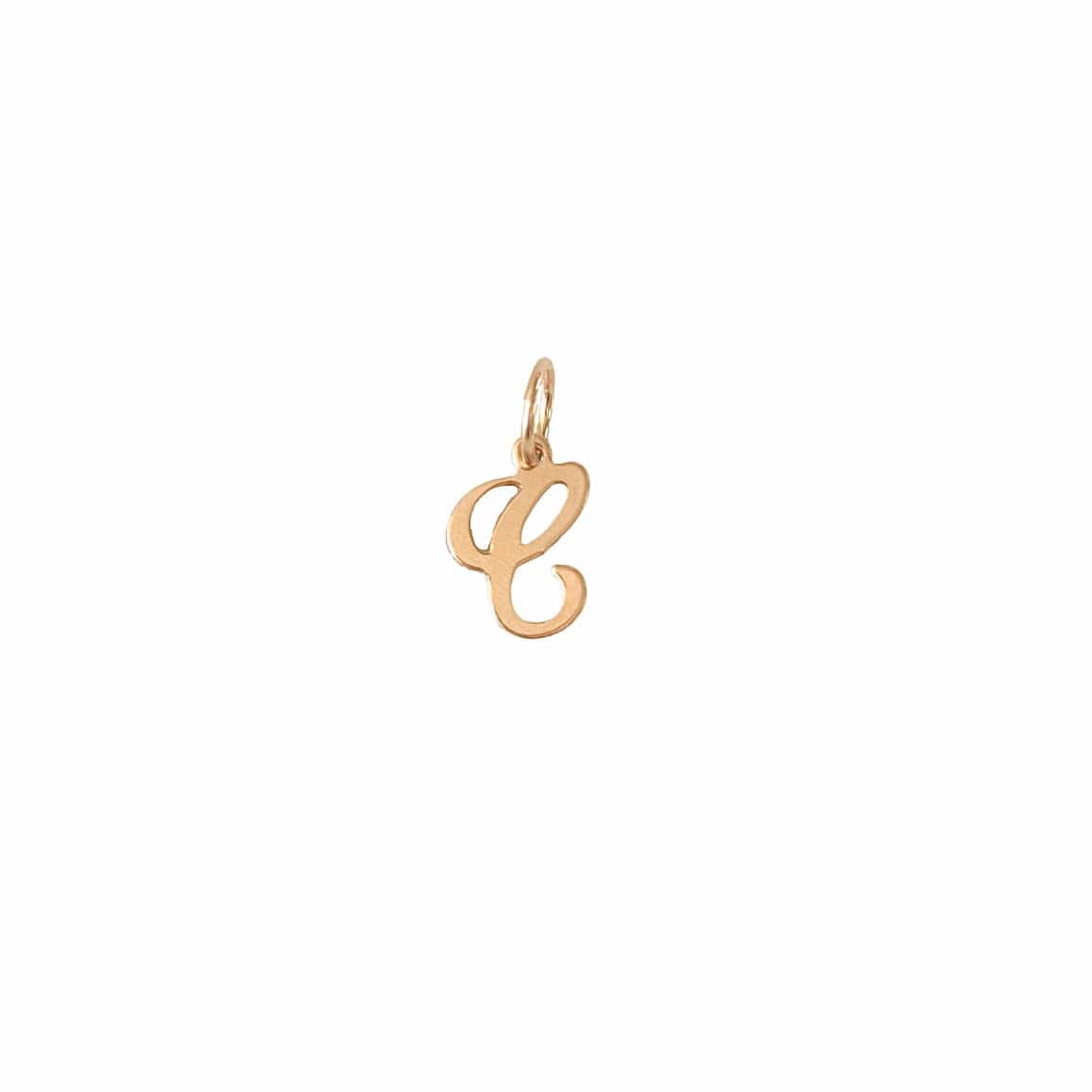 14k Solid Gold Cursive Initial Charm - xohanalei