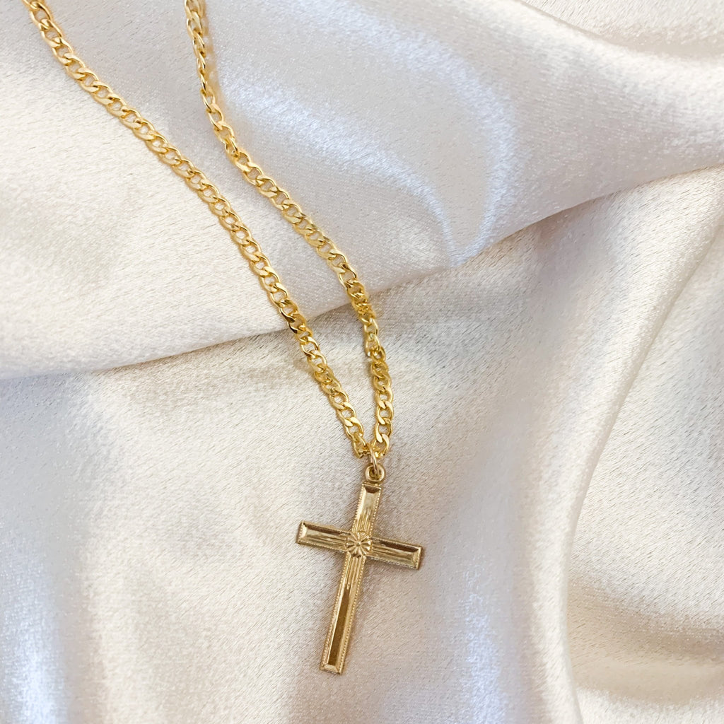 Men’s Curb Chain Cross Necklace - xohanalei
