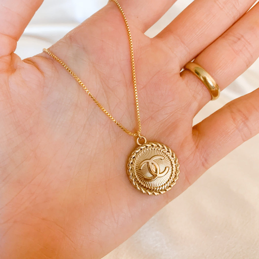 Vintage CC Ornate Coin Necklace - xohanalei